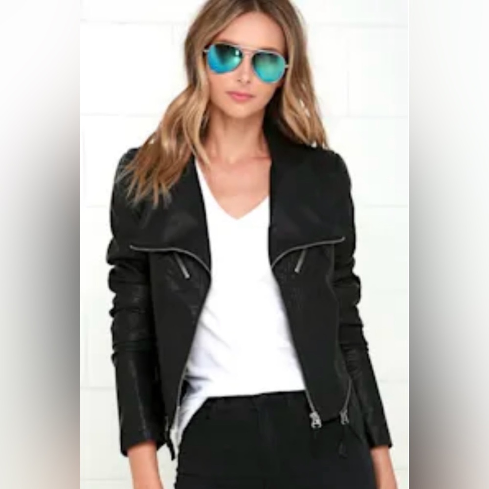 Lulu's Up On A Tuesday Black Vegan Leather Jacket